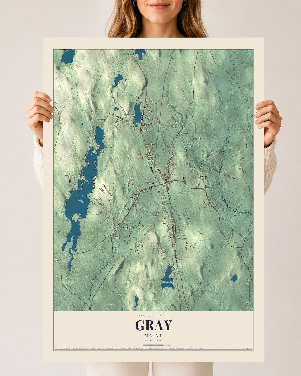 Gray, Maine map print - 24 x 36 archival matte print