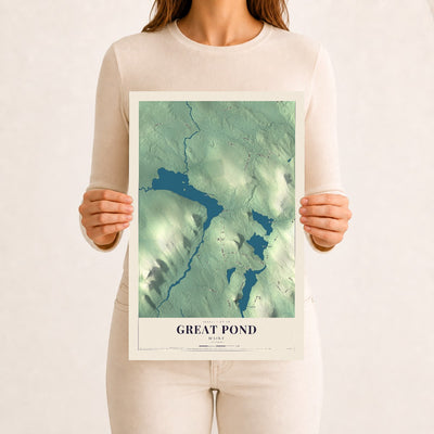 Great Pond, Maine map print - 12 x 18 archival matte print