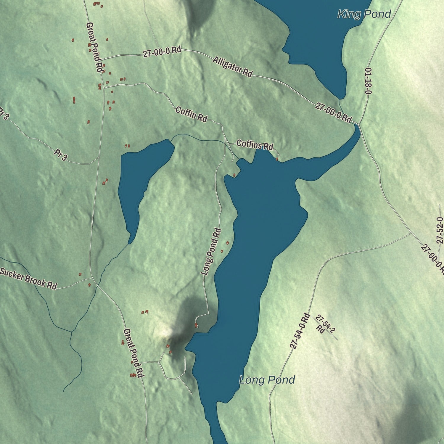Terrain and local geography detail from the Great Pond, Maine map