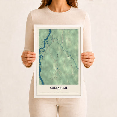 Greenbush, Maine map print - 12 x 18 white Ayous wood frame