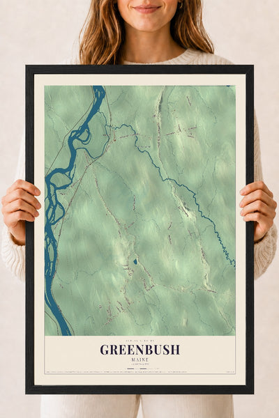 Greenbush, Maine map print - 18 x 24 black Ayous wood frame
