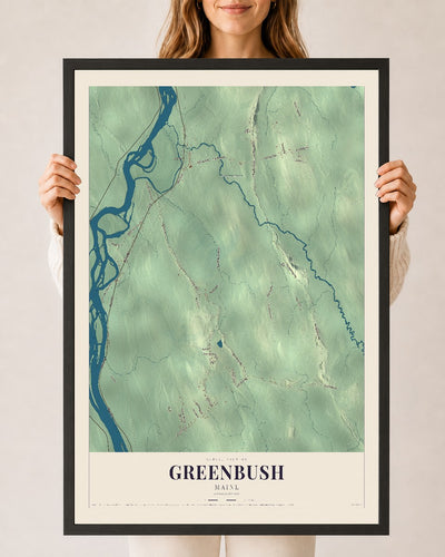 Greenbush, Maine map print - 24 x 36 black Ayous wood frame