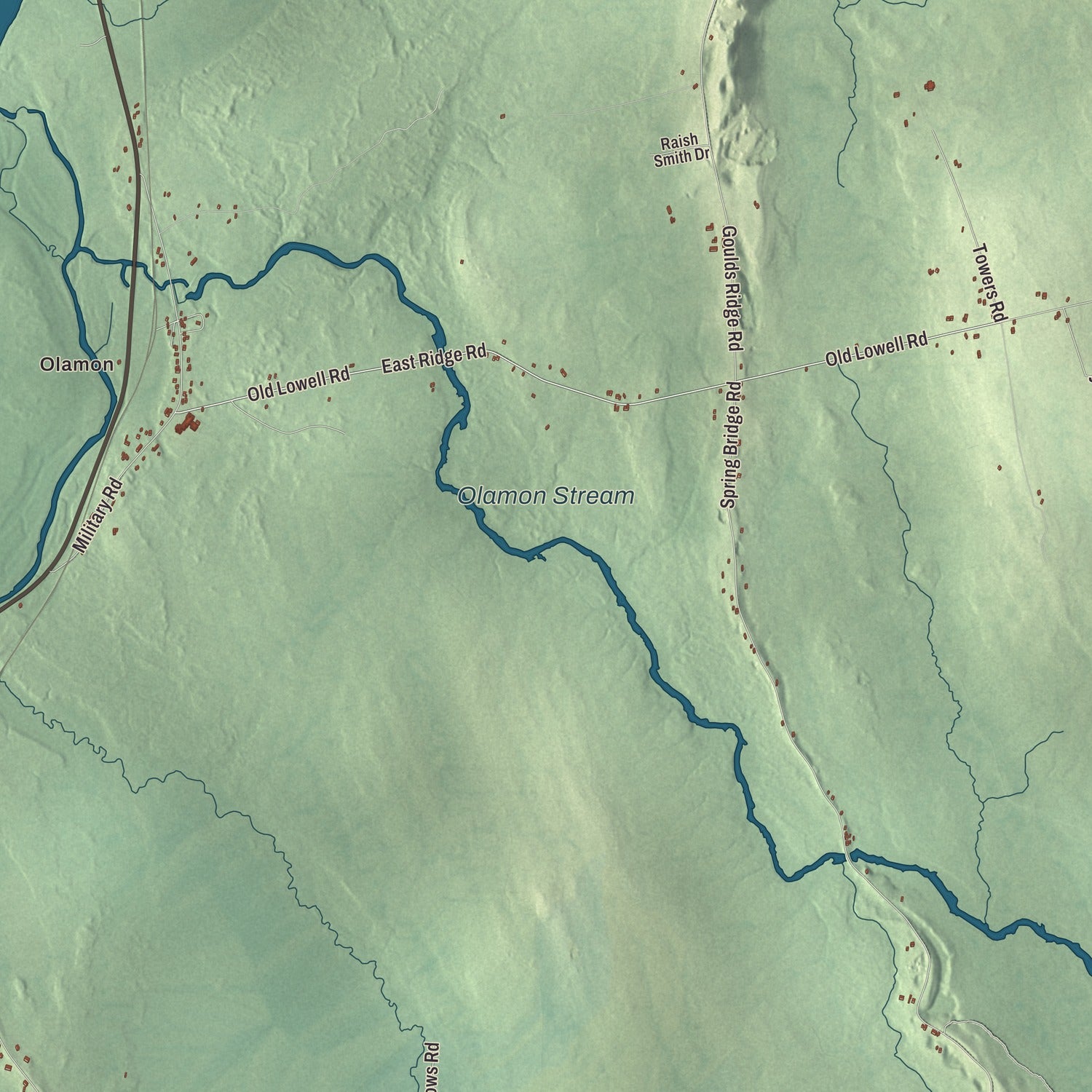 Terrain and local geography detail from the Greenbush, Maine map