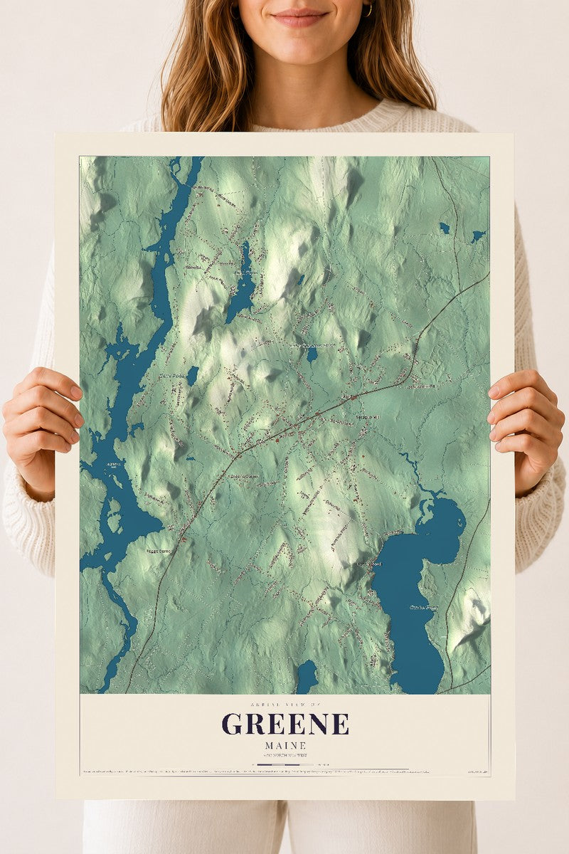 Greene, Maine map print - 18 x 24 archival matte print