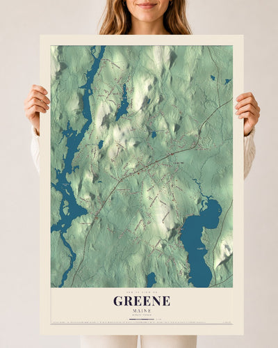 Greene, Maine map print - 24 x 36 archival matte print