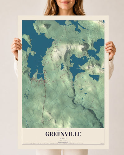 Greenville, Maine map print - 24 x 36 archival matte print
