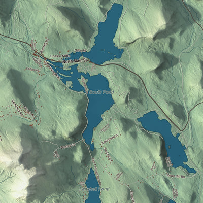 Terrain and local geography detail from the Greenwood, Maine map