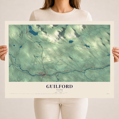 Guilford, Maine map print - 18 x 24 archival matte print