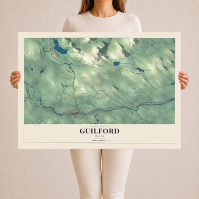 Guilford, Maine map print - 24 x 36 archival matte print