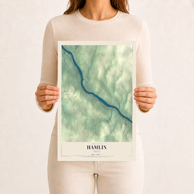 Hamlin, Maine map print - 12 x 18 archival matte print