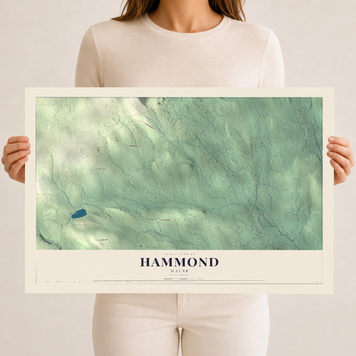 Hammond, Maine map print - 12 x 18 archival matte print