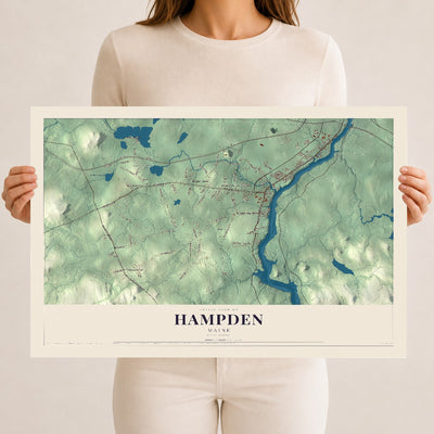 Hampden, Maine map print - 12 x 18 archival matte print
