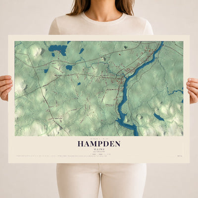 Hampden, Maine map print - 18 x 24 archival matte print