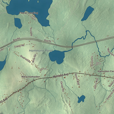 Terrain and local geography detail from the Hampden, Maine map