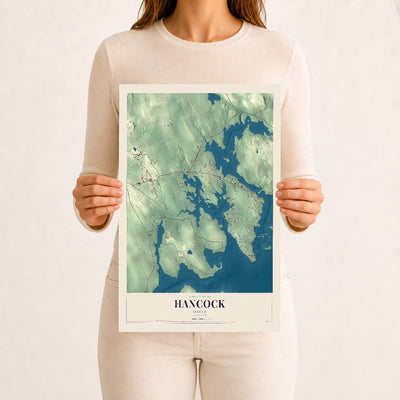 Hancock, Maine map print - 12 x 18 archival matte print