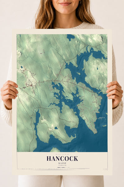 Hancock, Maine map print - 18 x 24 archival matte print