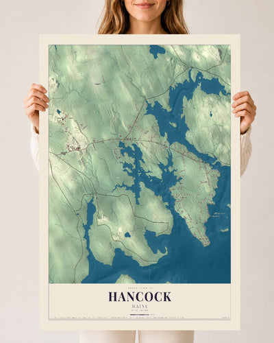 Hancock, Maine map print - 24 x 36 archival matte print
