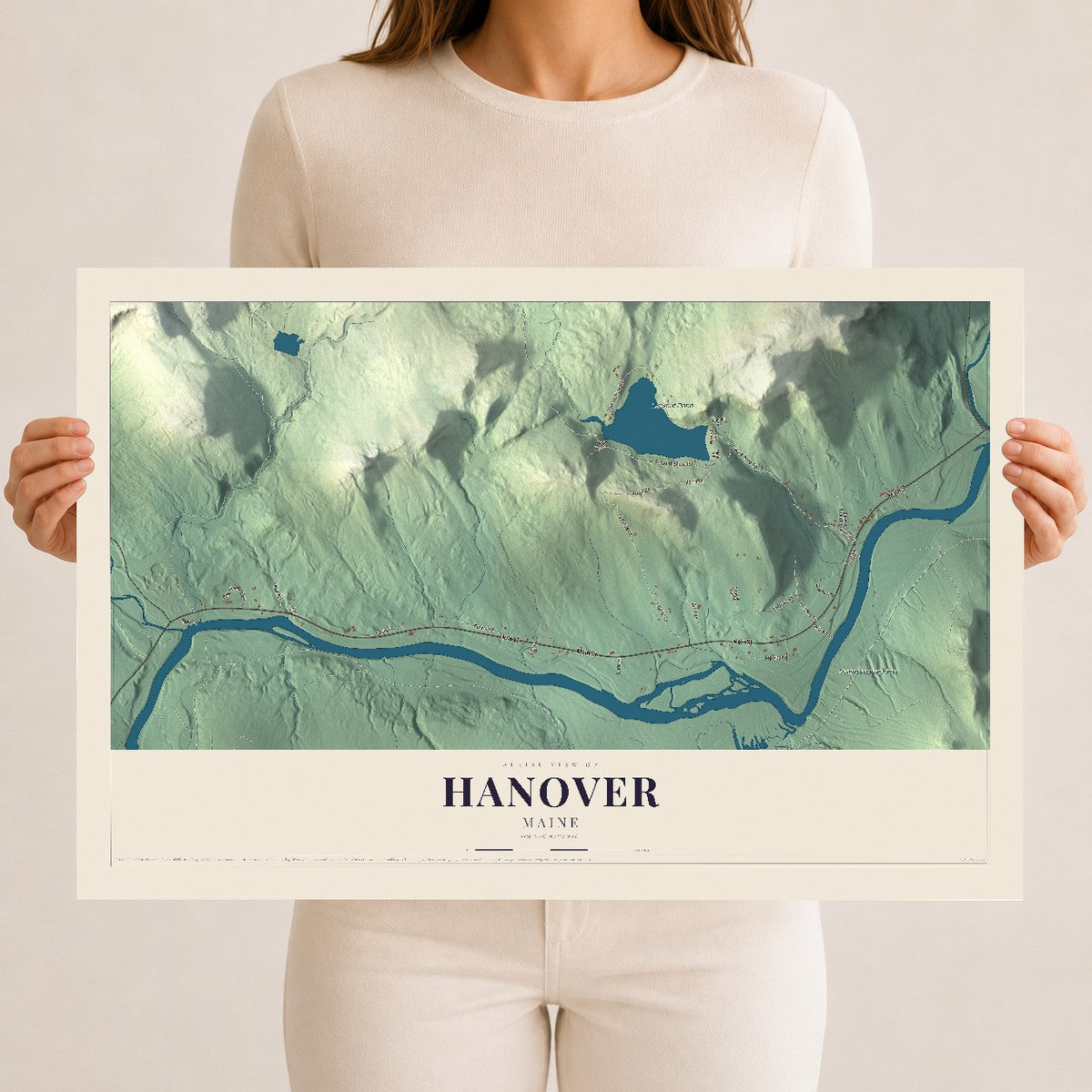 Hanover, Maine map print - 12 x 18 archival matte print