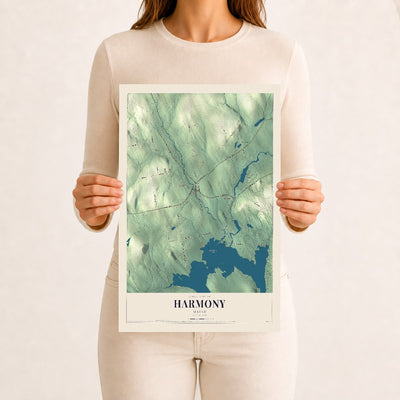 Harmony, Maine map print - 12 x 18 archival matte print