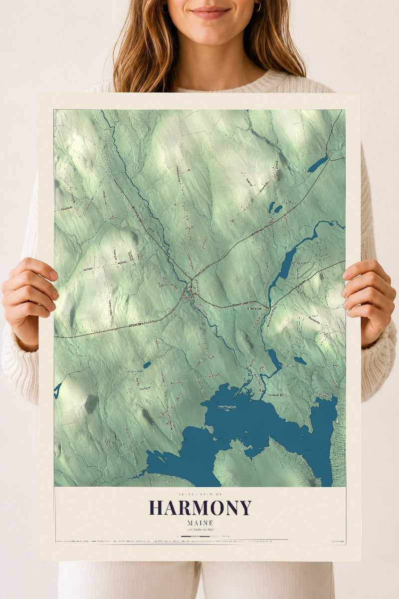 Harmony, Maine map print - 18 x 24 archival matte print