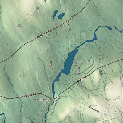 Terrain and local geography detail from the Harmony, Maine map