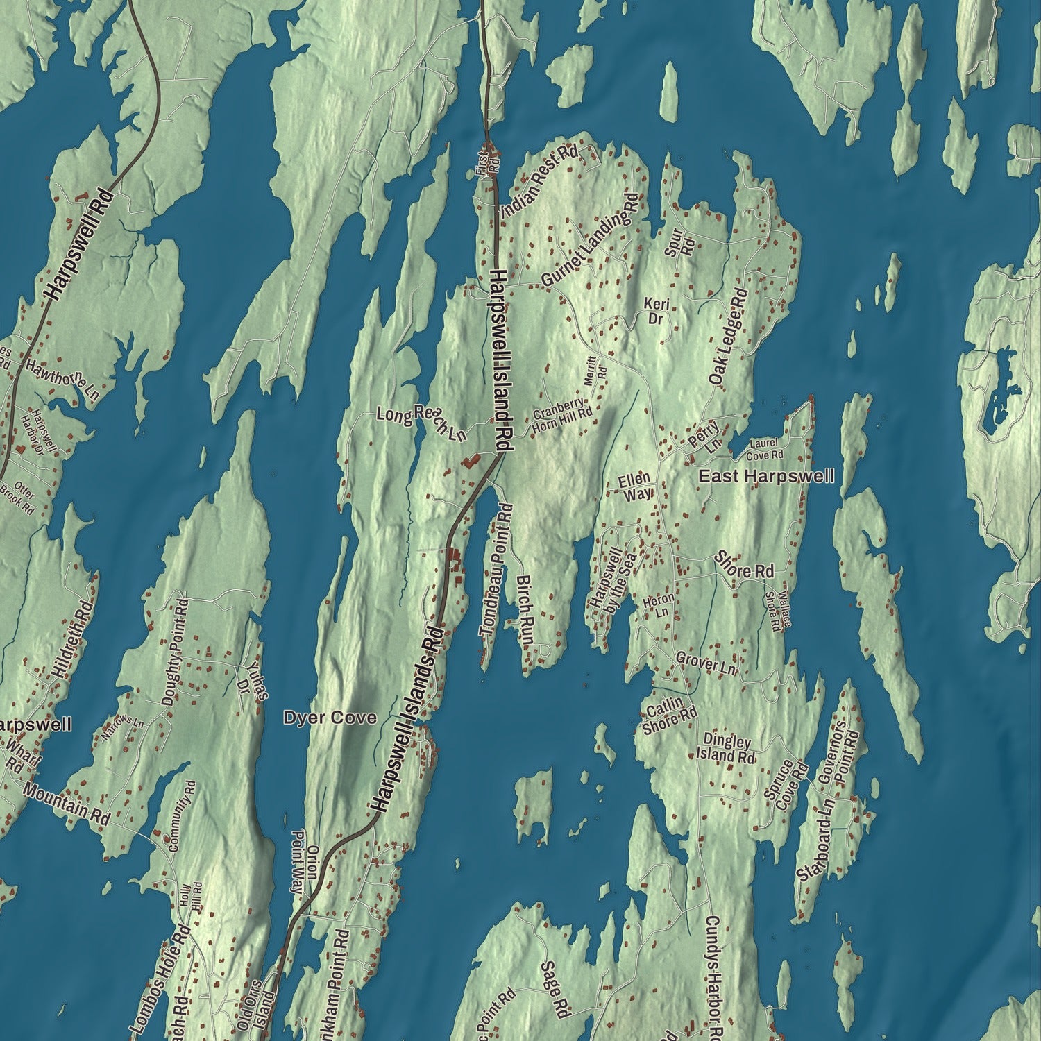 Street and neighborhood detail from the Harpswell, Maine map