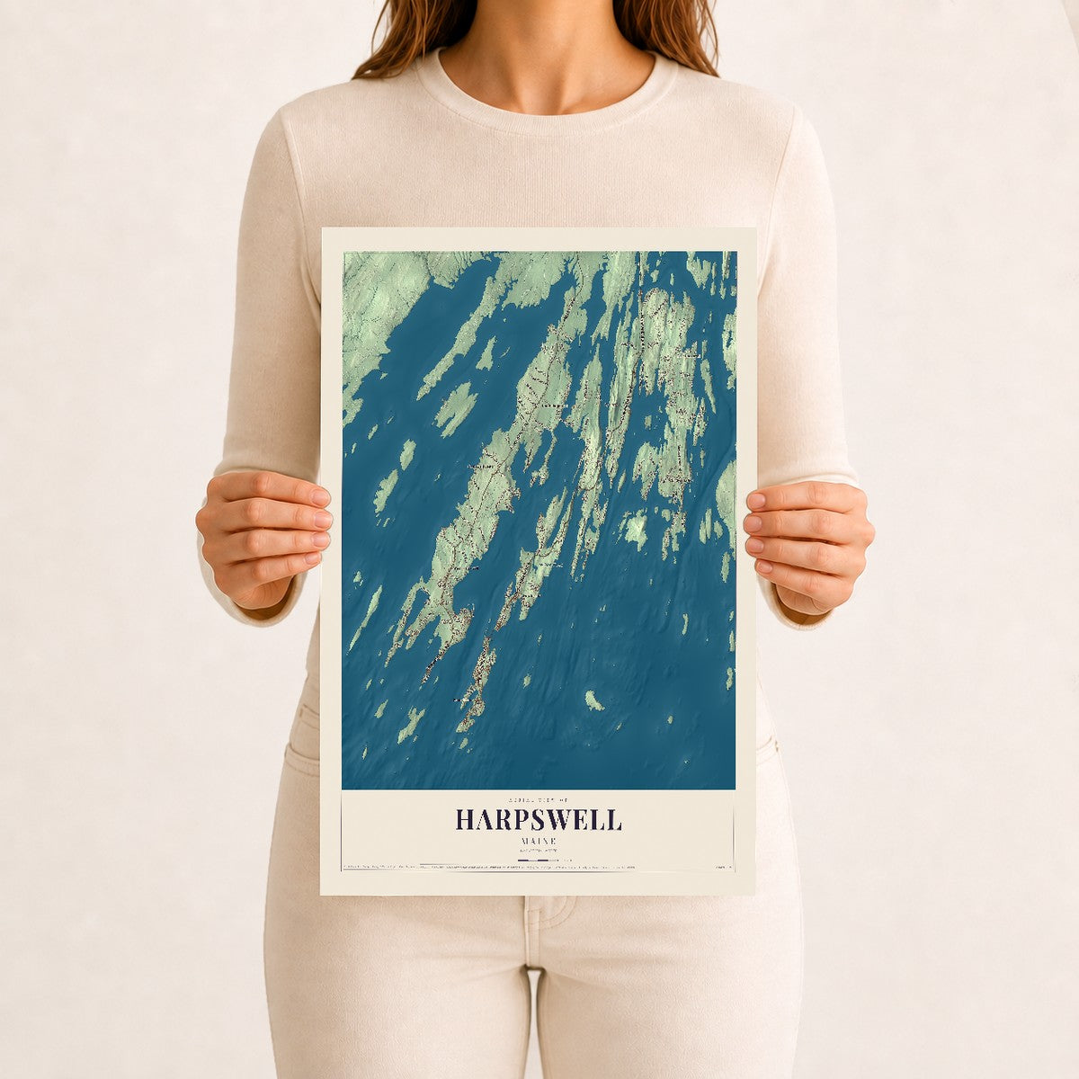 Harpswell, Maine map print - 12 x 18 archival matte print