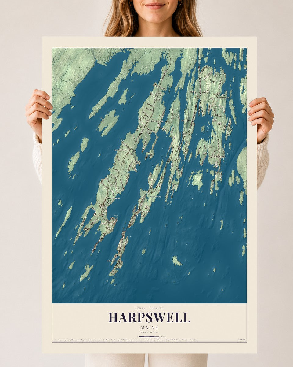Harpswell, Maine map print - 24 x 36 archival matte print