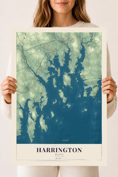 Harrington, Maine map print - 18 x 24 archival matte print
