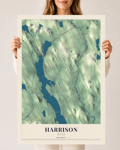 Harrison, Maine map print - 24 x 36 archival matte print