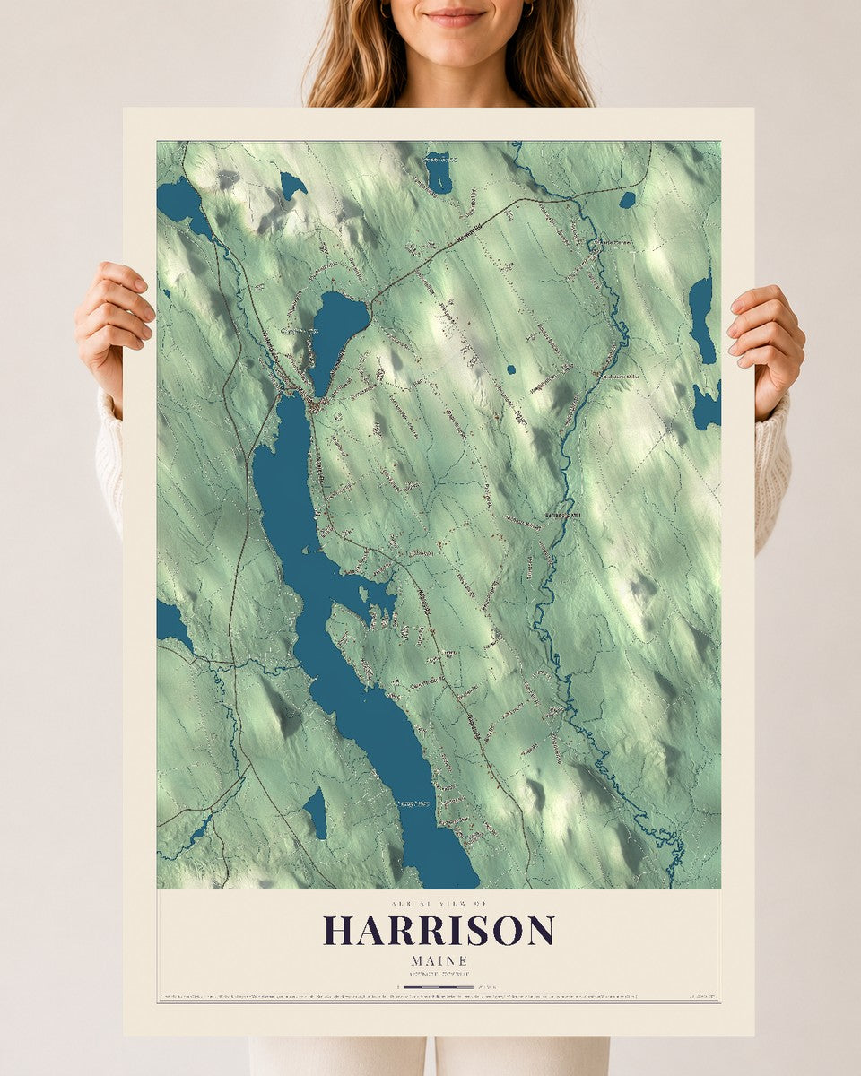 Harrison, Maine map print - 24 x 36 archival matte print