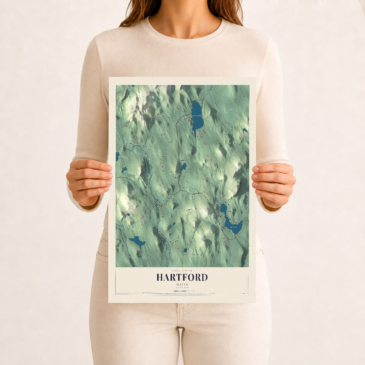 Hartford, Maine map print - 12 x 18 archival matte print