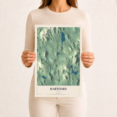 Hartford, Maine map print - 12 x 18 archival matte print