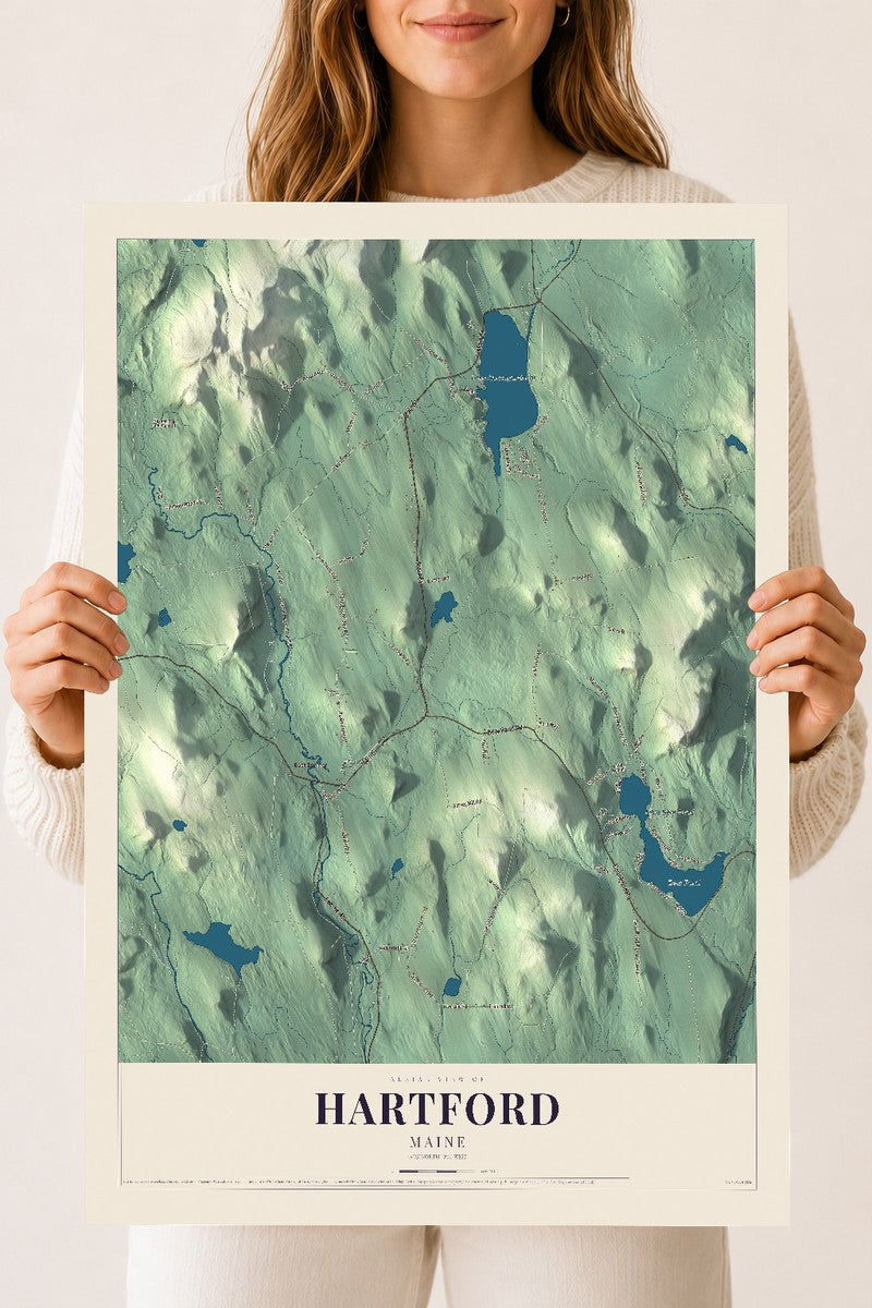 Hartford, Maine map print - 18 x 24 archival matte print