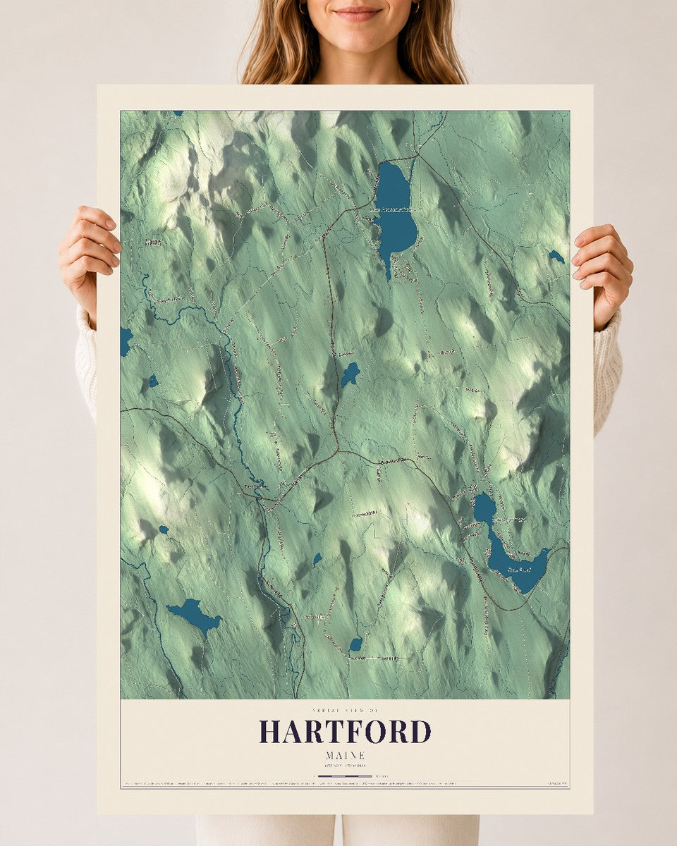 Hartford, Maine map print - 24 x 36 archival matte print