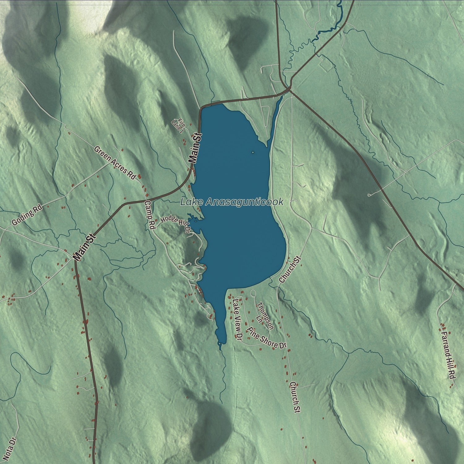 Terrain and local geography detail from the Hartford, Maine map