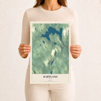 Hartland, Maine map print - 12 x 18 archival matte print