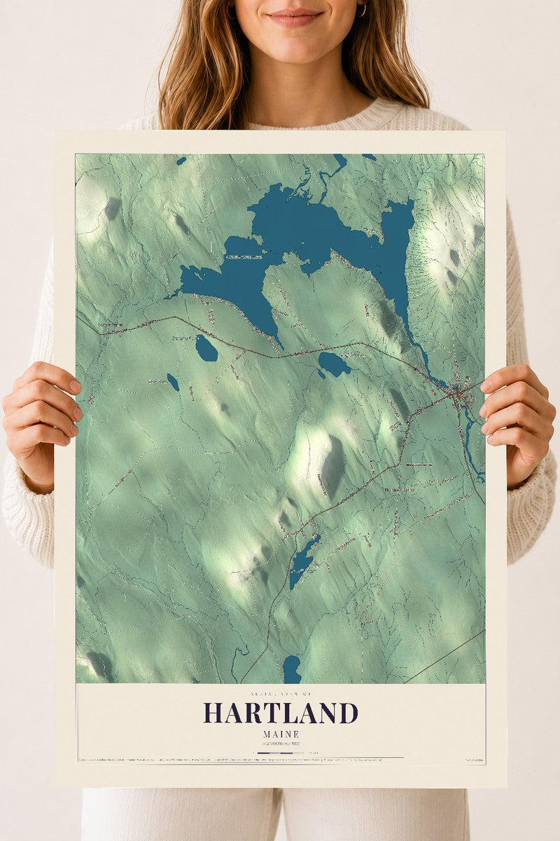 Hartland, Maine map print - 18 x 24 archival matte print