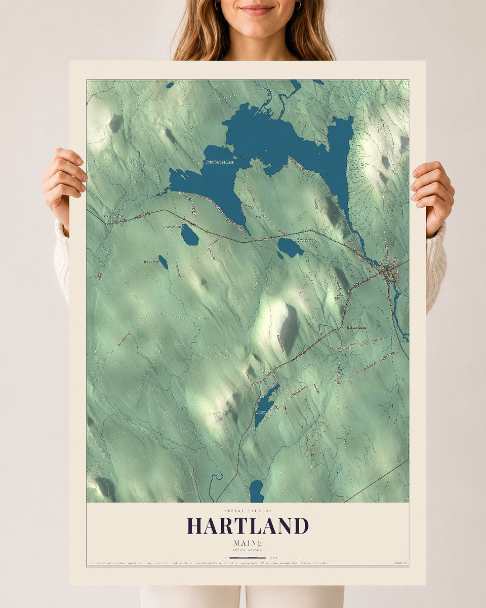 Hartland, Maine map print - 24 x 36 archival matte print