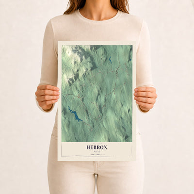 Hebron, Maine map print - 12 x 18 archival matte print