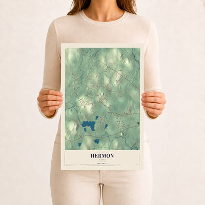 Hermon, Maine map print - 12 x 18 archival matte print