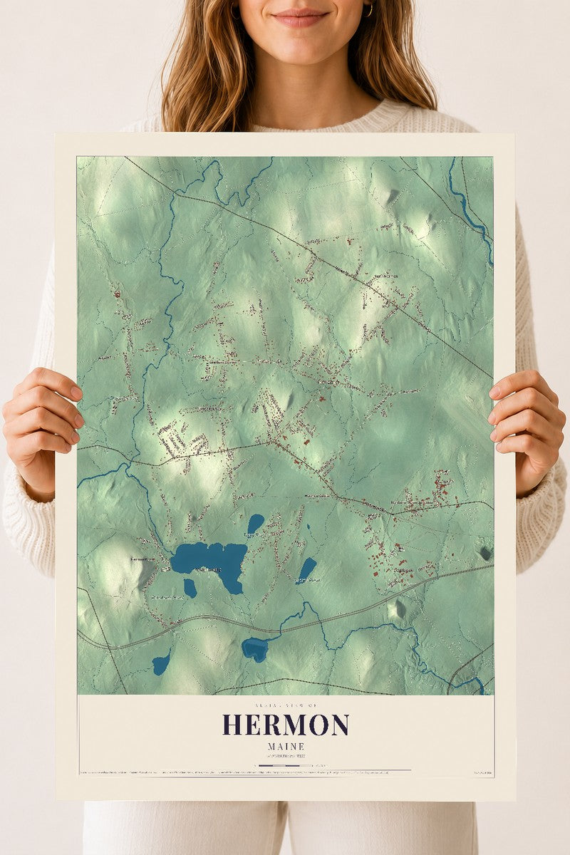 Hermon, Maine map print - 18 x 24 archival matte print