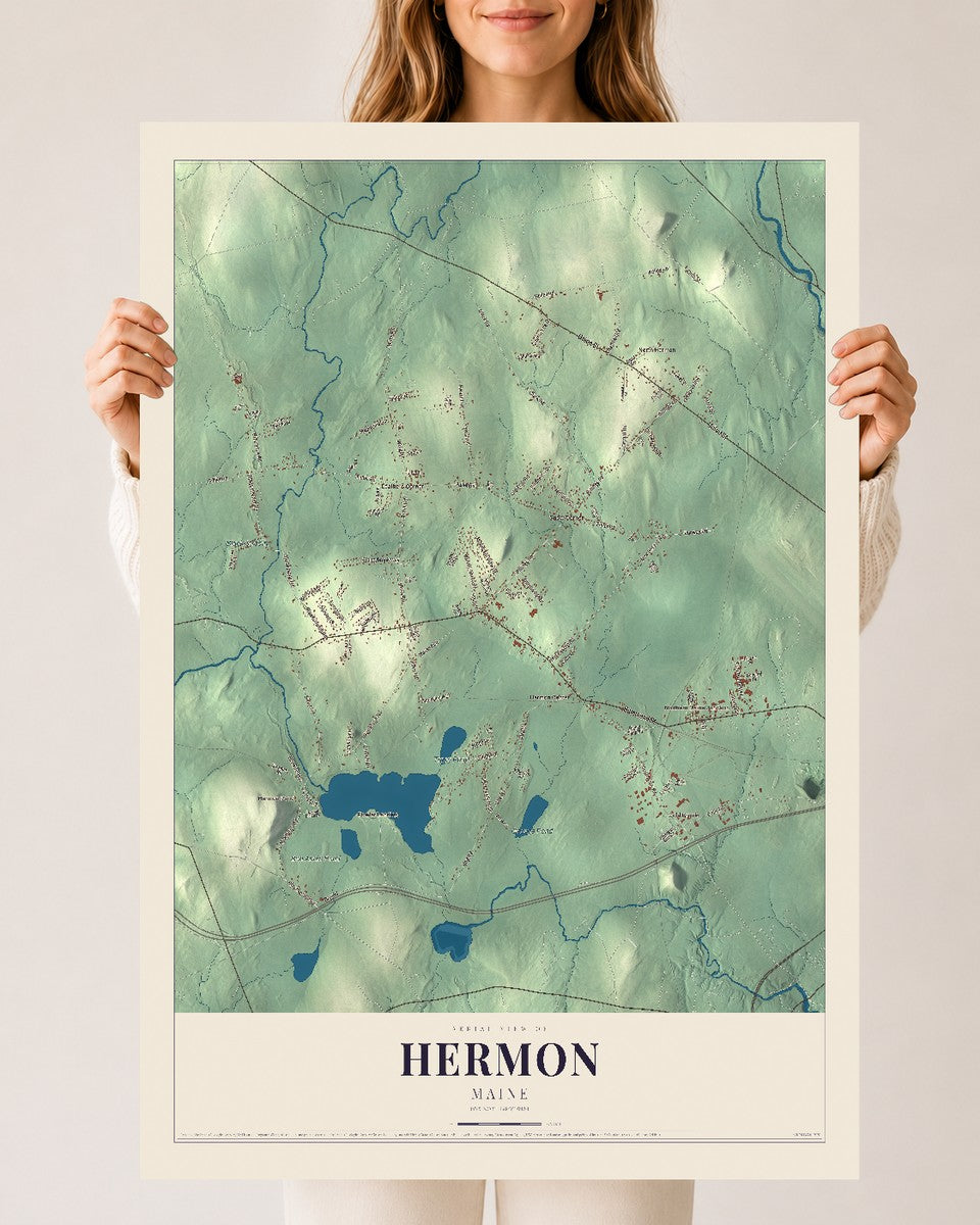 Hermon, Maine map print - 24 x 36 archival matte print