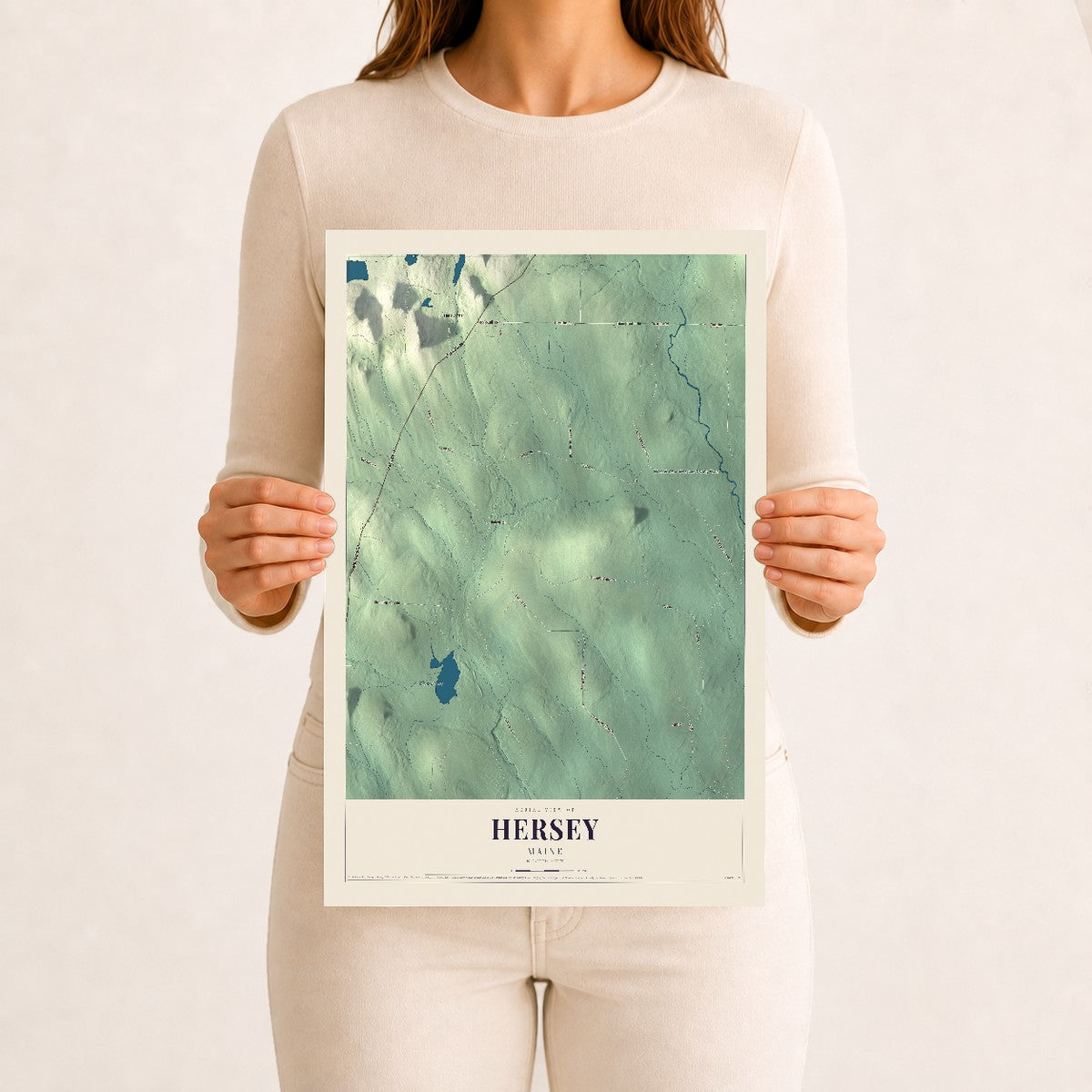 Hersey, Maine map print - 12 x 18 archival matte print