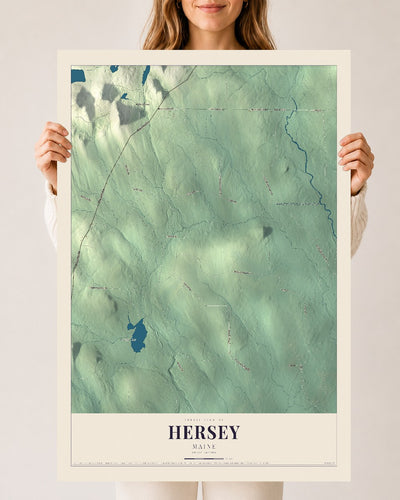Hersey, Maine map print - 24 x 36 archival matte print