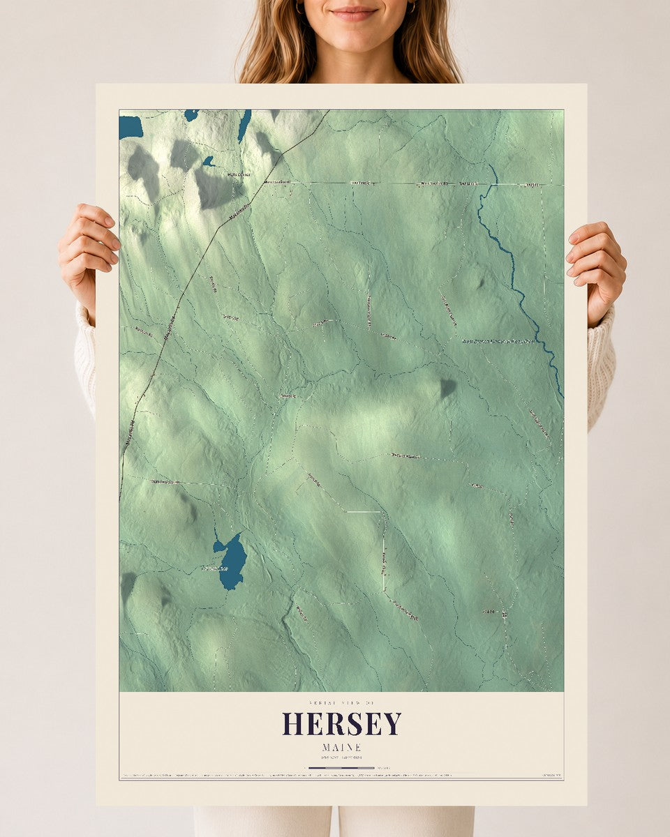 Hersey, Maine map print - 24 x 36 archival matte print