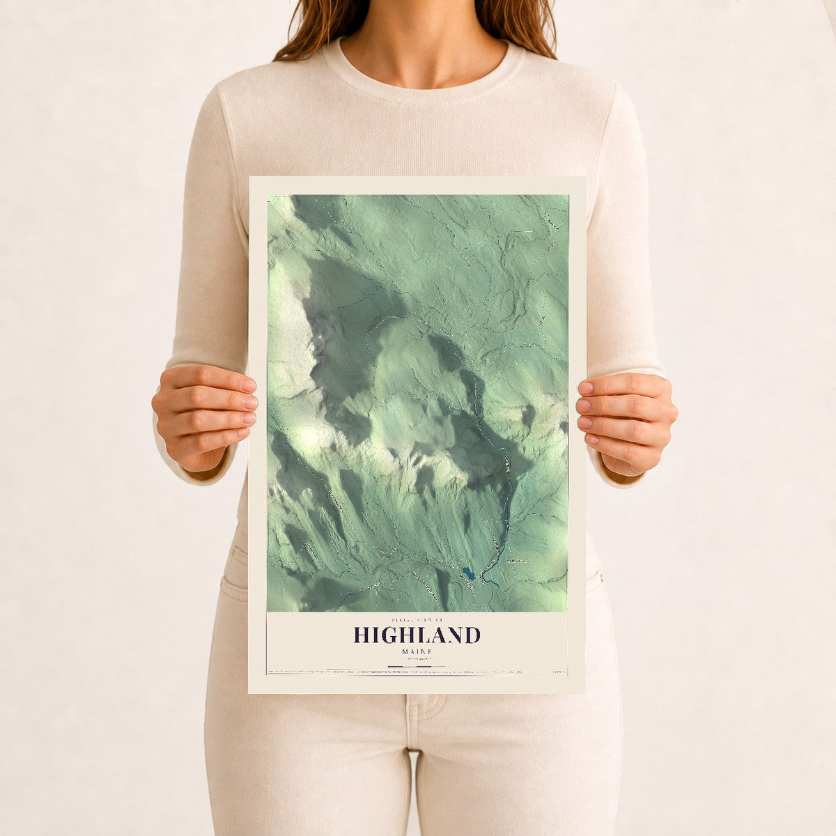 Highland, Maine map print - 12 x 18 archival matte print