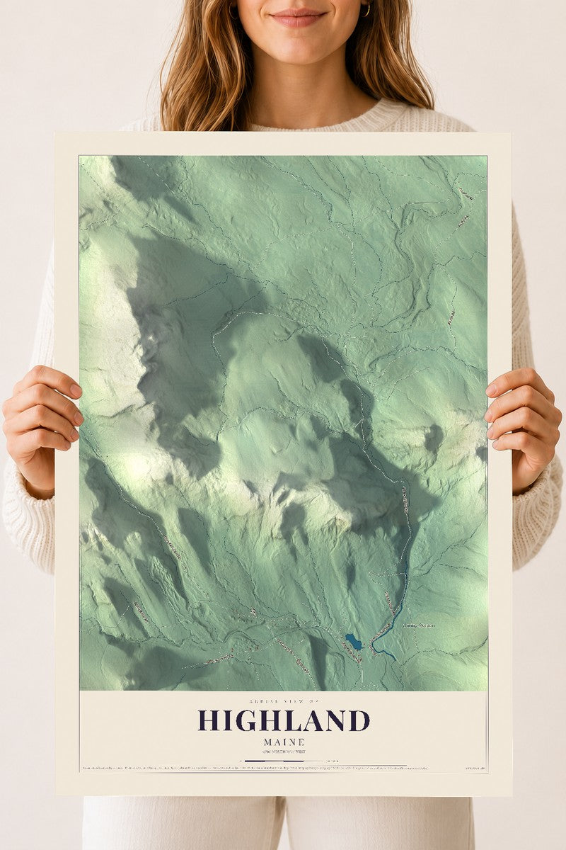 Highland, Maine map print - 18 x 24 archival matte print
