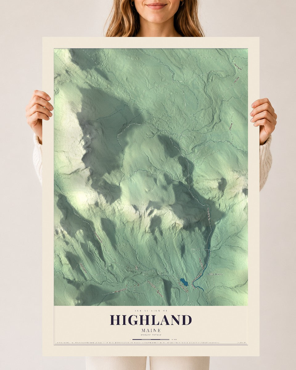 Highland, Maine map print - 24 x 36 archival matte print