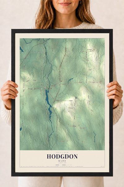 Hodgdon, Maine map print - 18 x 24 black Ayous wood frame